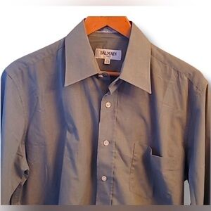 Balmain Paris Men’s Light Gray Dress Shirt with Point Collar